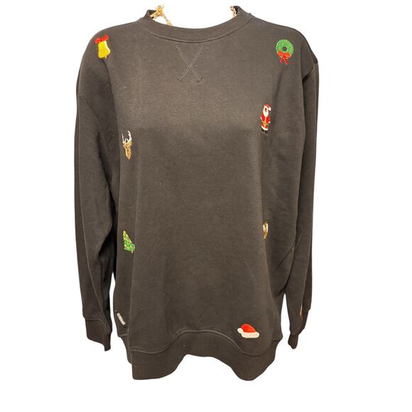 Opposuits Men’s Festive Black Sweatshirt – Embroidered Christmas Icons - Picture 2 of 5